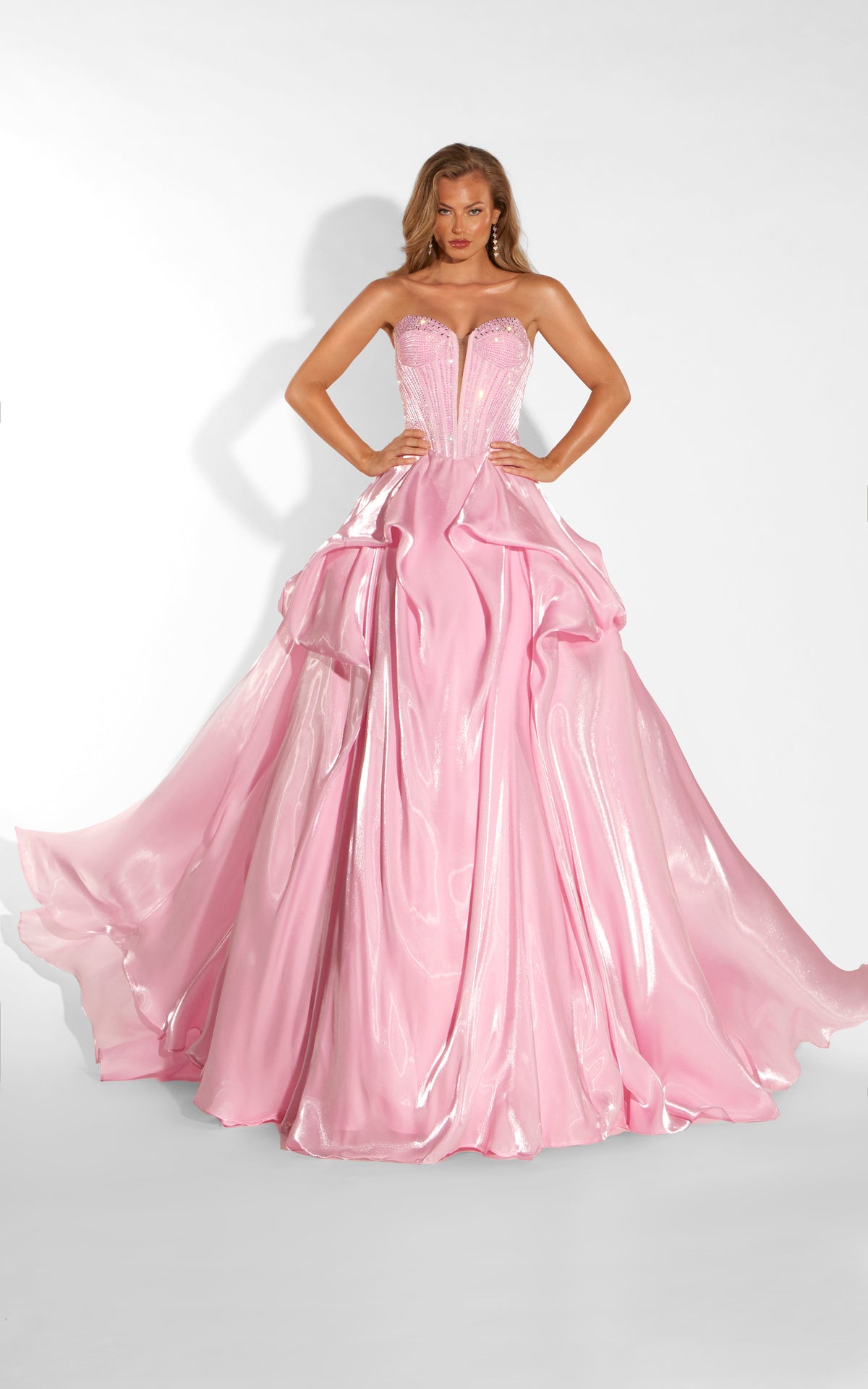 ALYCE Paris 62436 Alyce Long Plunging Neckline Shimmery/sparkly A Line Dress
