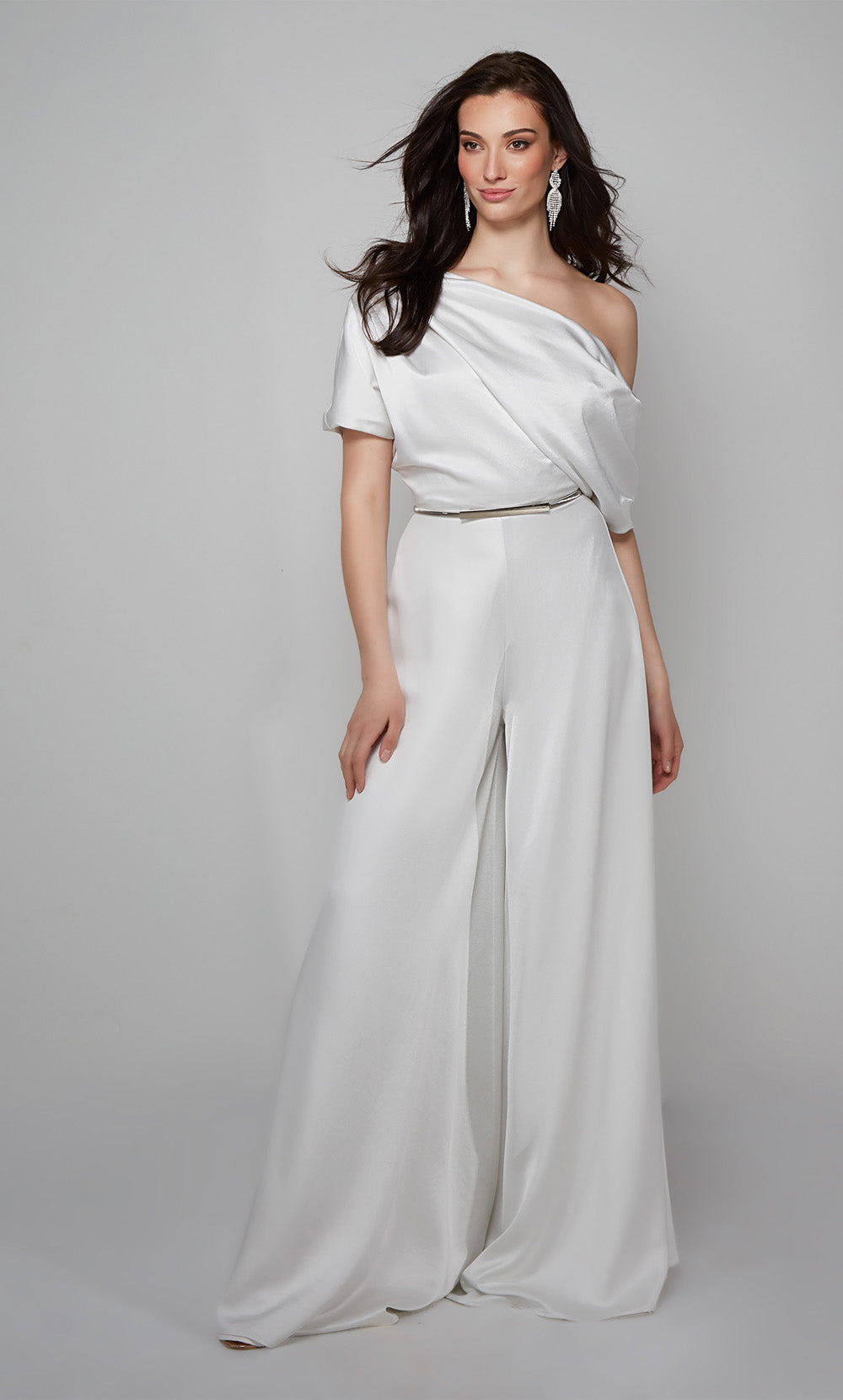 Alyce Paris 70019 Bridal One épaule Robe de combinaison ruée / drapée