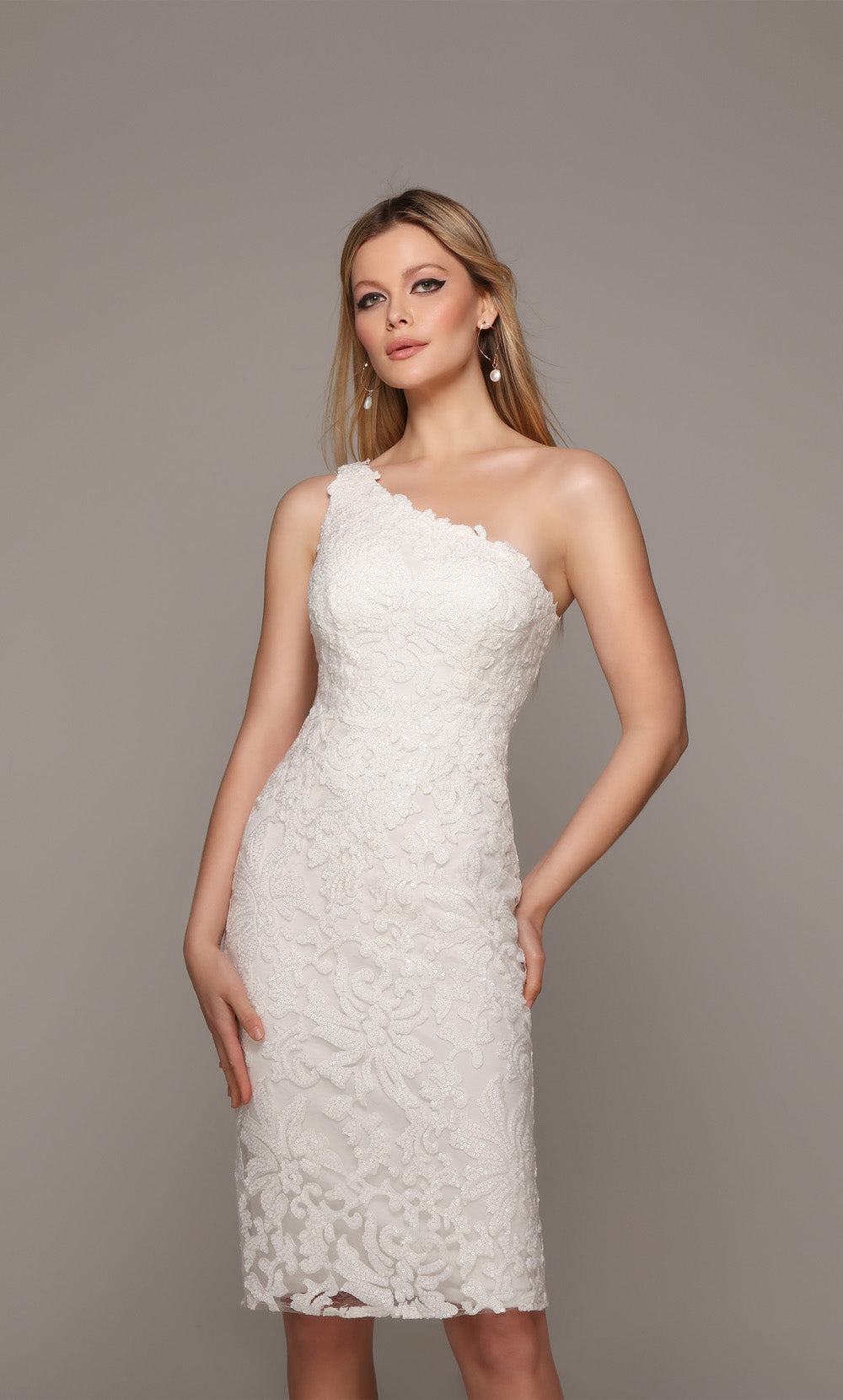 Alyce Paris 70029 Bridal One Spalla luccicante/abito dritto scintillante