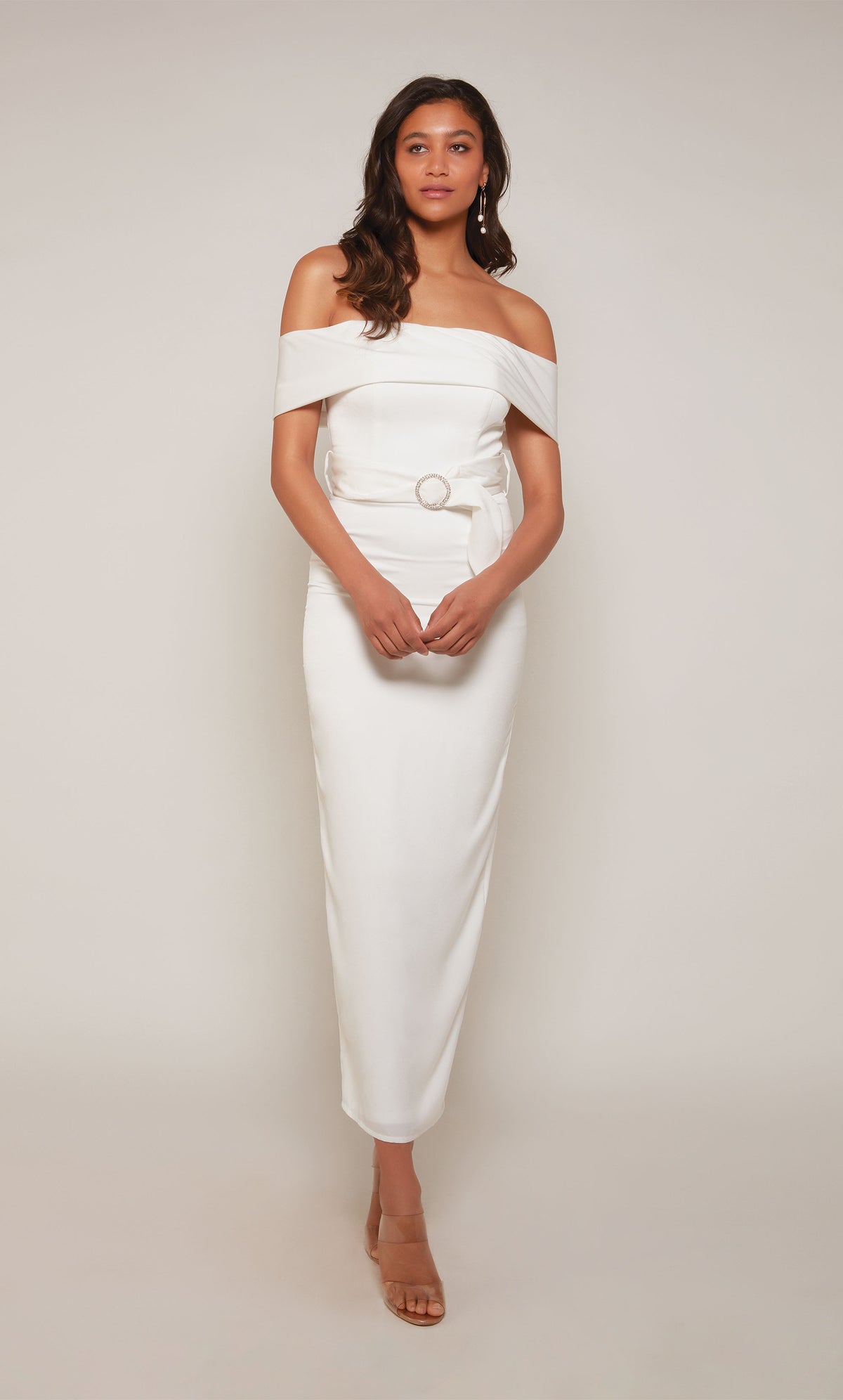 ALYCE PARIS 70041 BRIDAL OFF the épaule Slit Robe droite