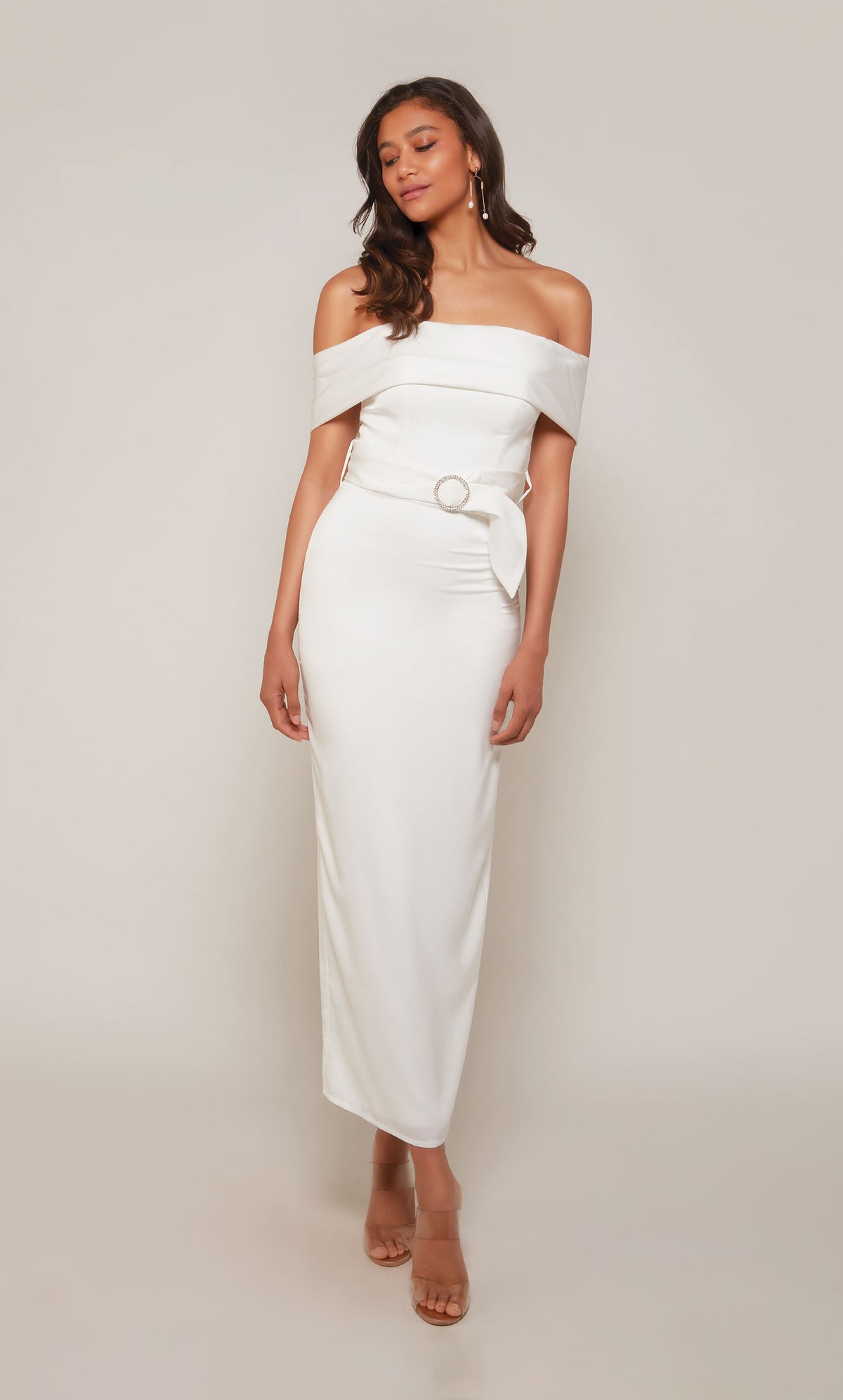 ALYCE PARIS 70041 BRIDAL OFF the épaule Slit Robe droite