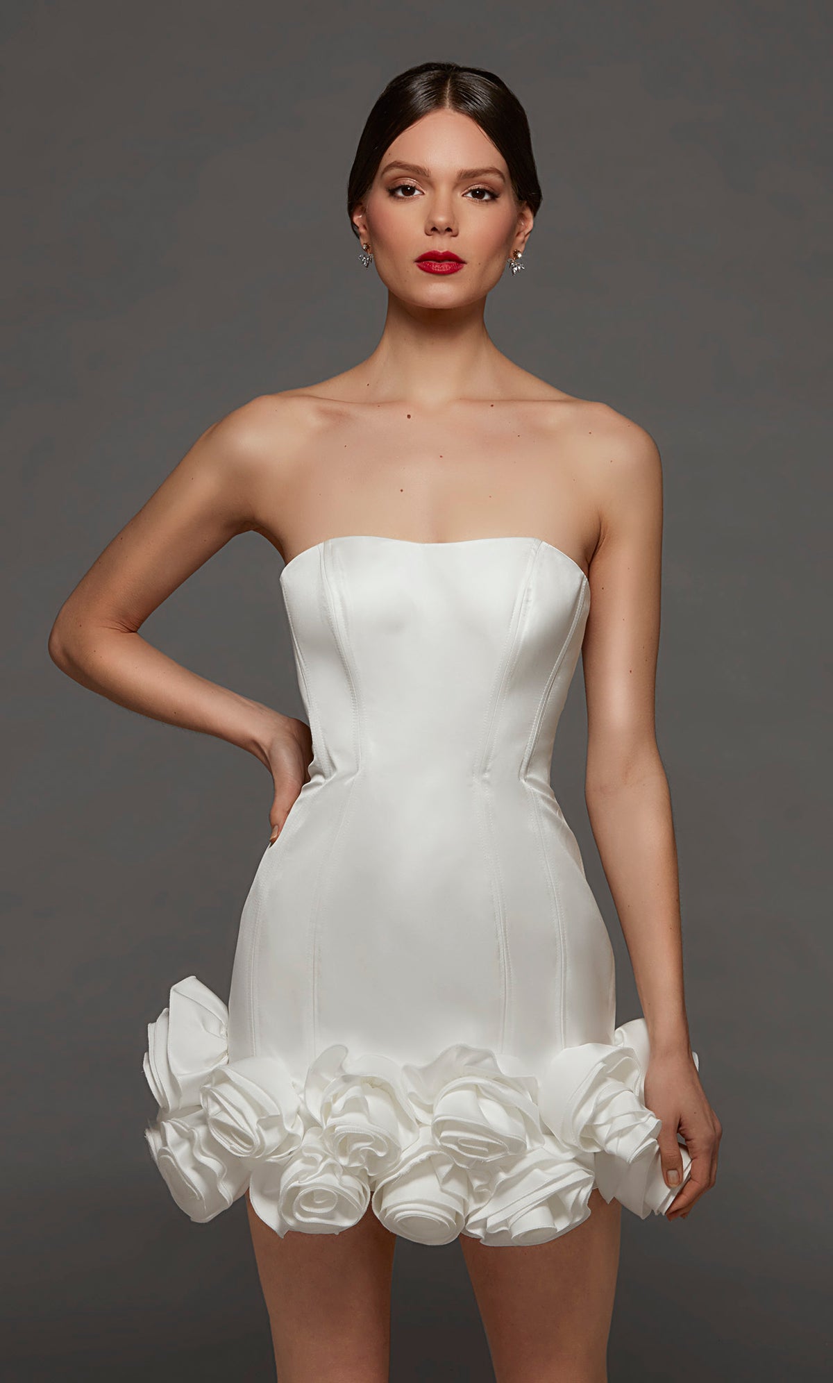ALYCE Paris 70087 Bridal Straight Across Neckline Ruffles A Line Dress