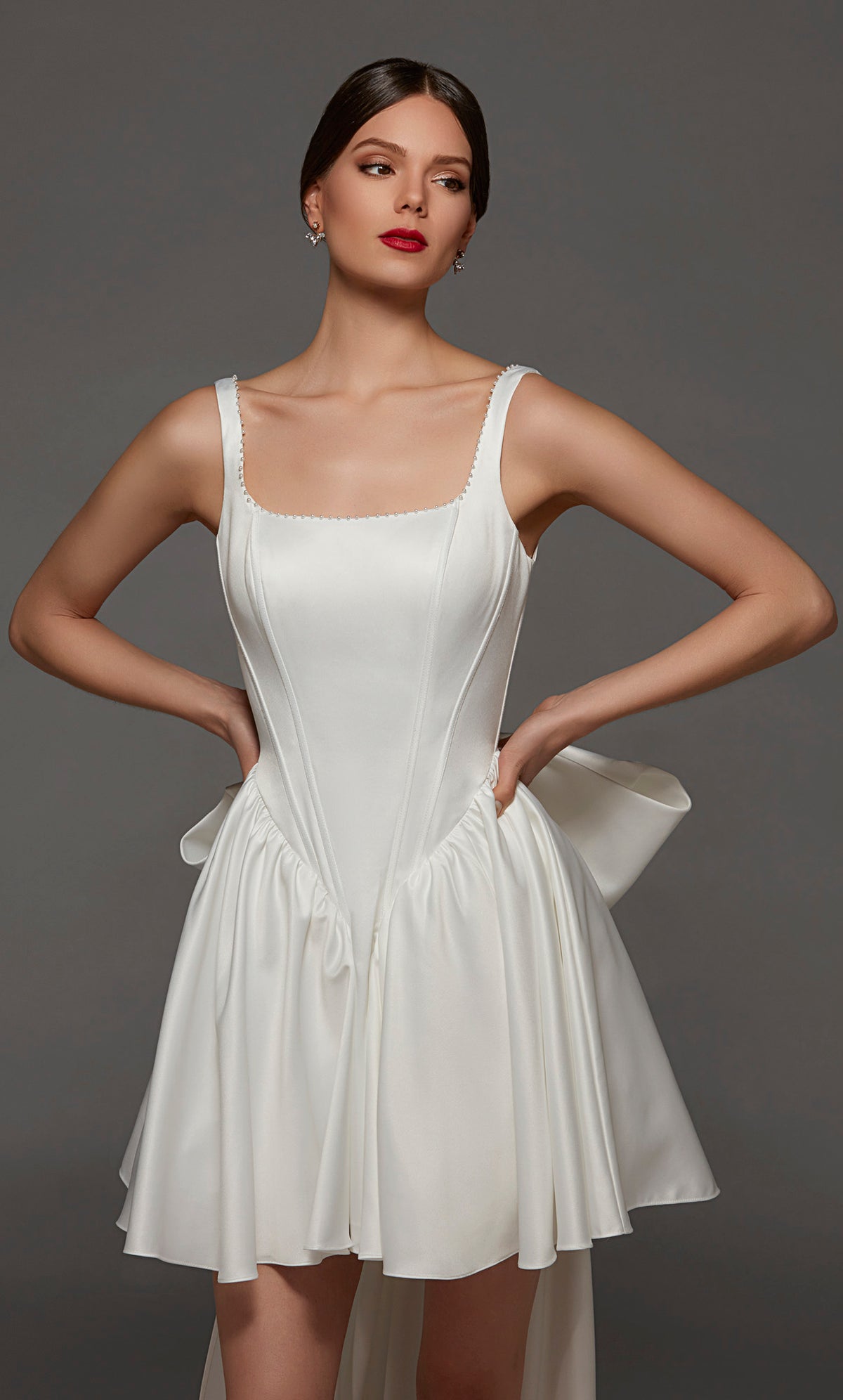 ALYCE Paris 70103 Bridal Square Neckline Plus Size A Line Dress
