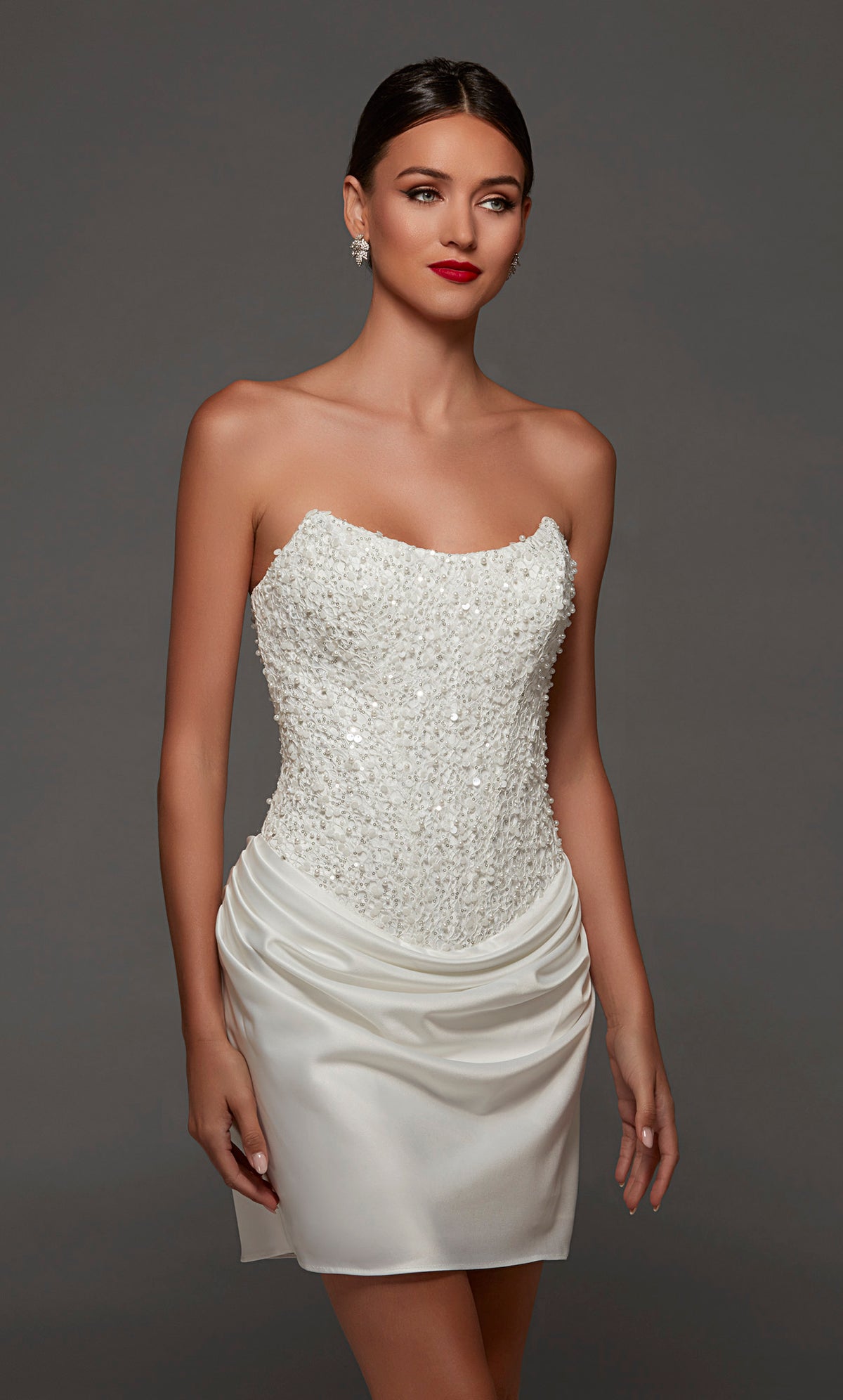ALYCE Paris 70105 Bridal Scooped Neckline Simple Straight Dress