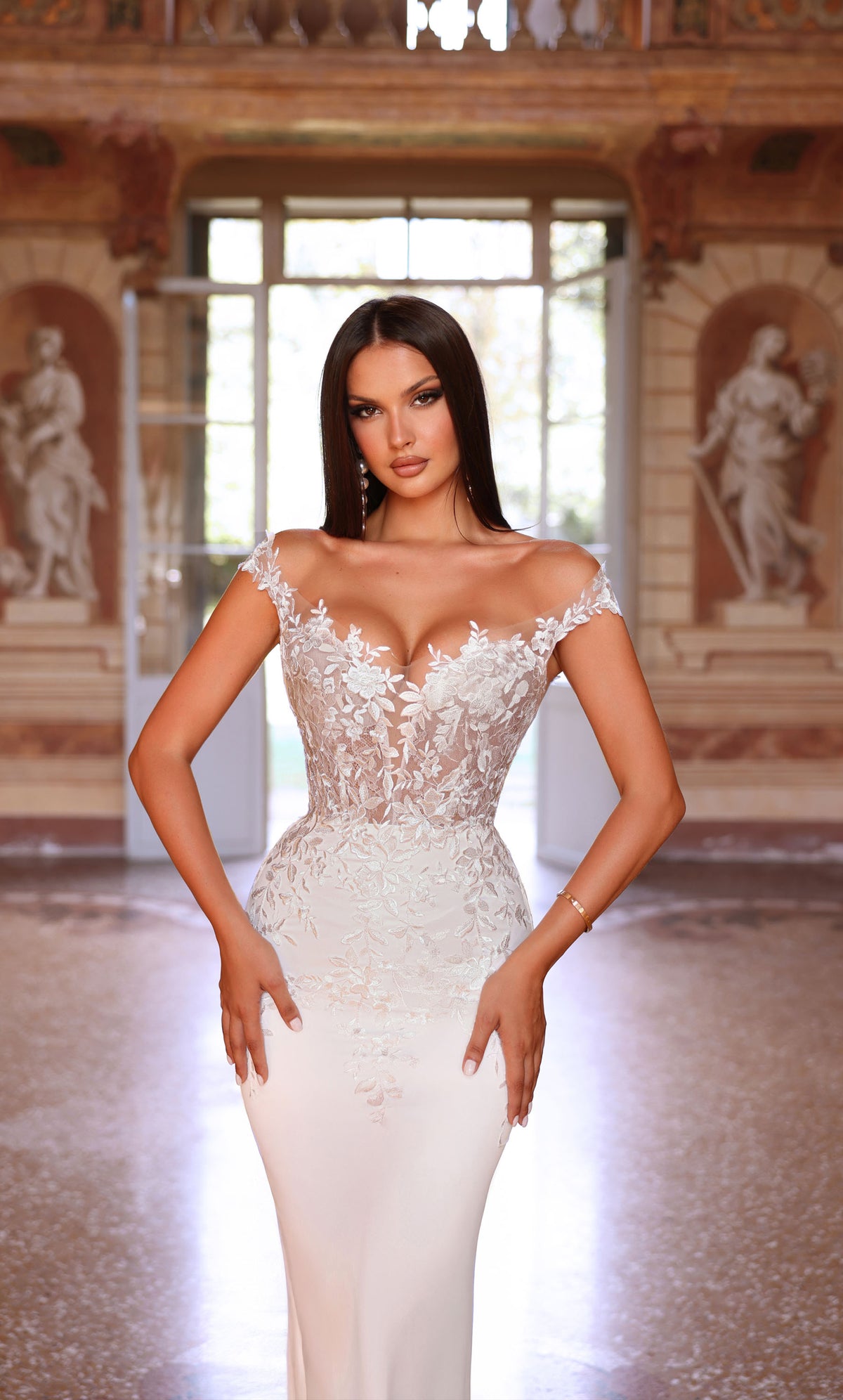 Alyce Paris 7026 Bridal fuori dalla spalla Sexy Fit N Flare abito