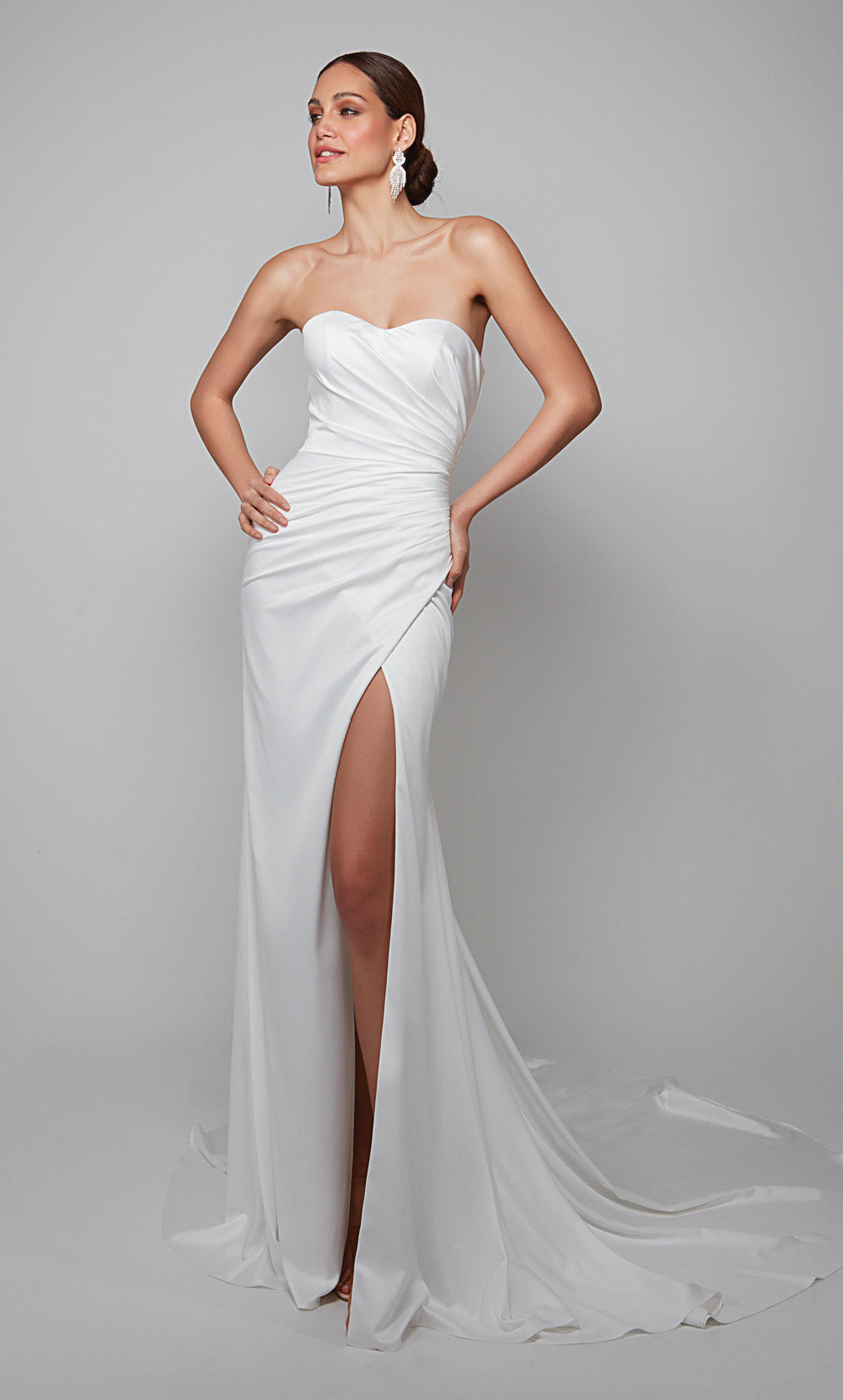 Alyce Paris 7057 Bridal Sweetheart Slit Strite Strate Dress