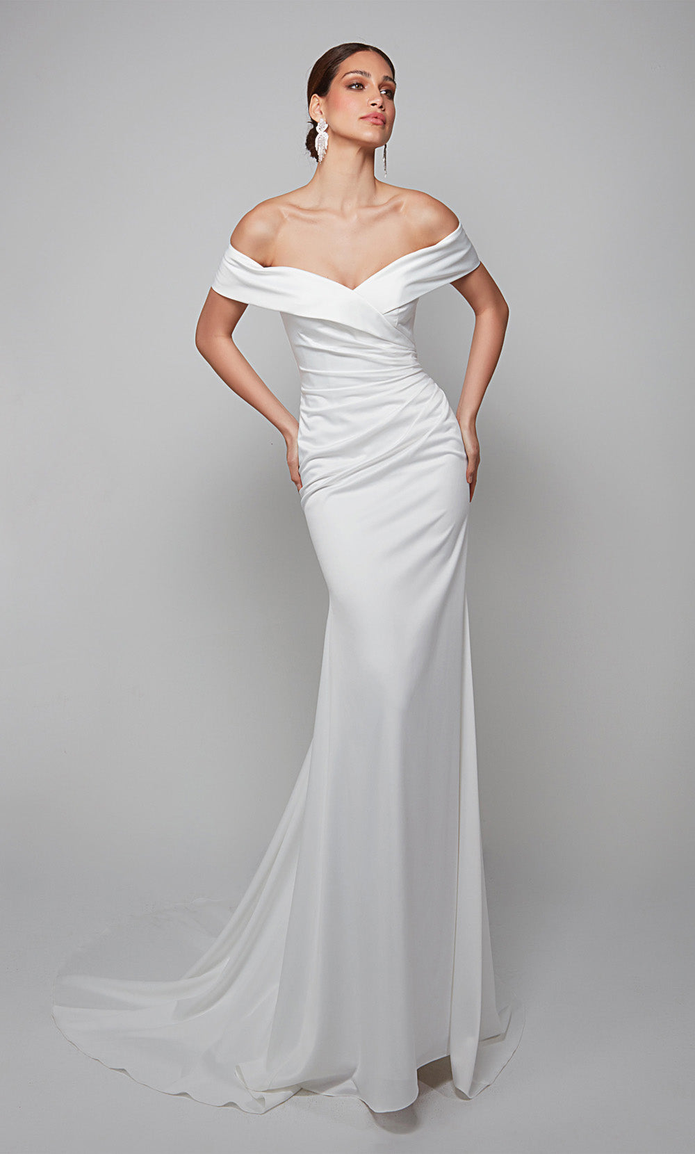 Alyce Paris 7059 Bridal Off the ombro Vestido reto simples