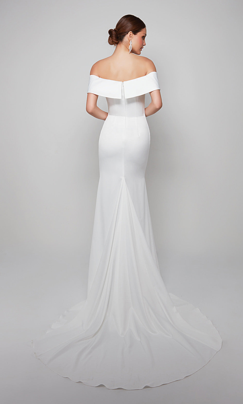 Alyce Paris 7059 Bridal Off the ombro Vestido reto simples