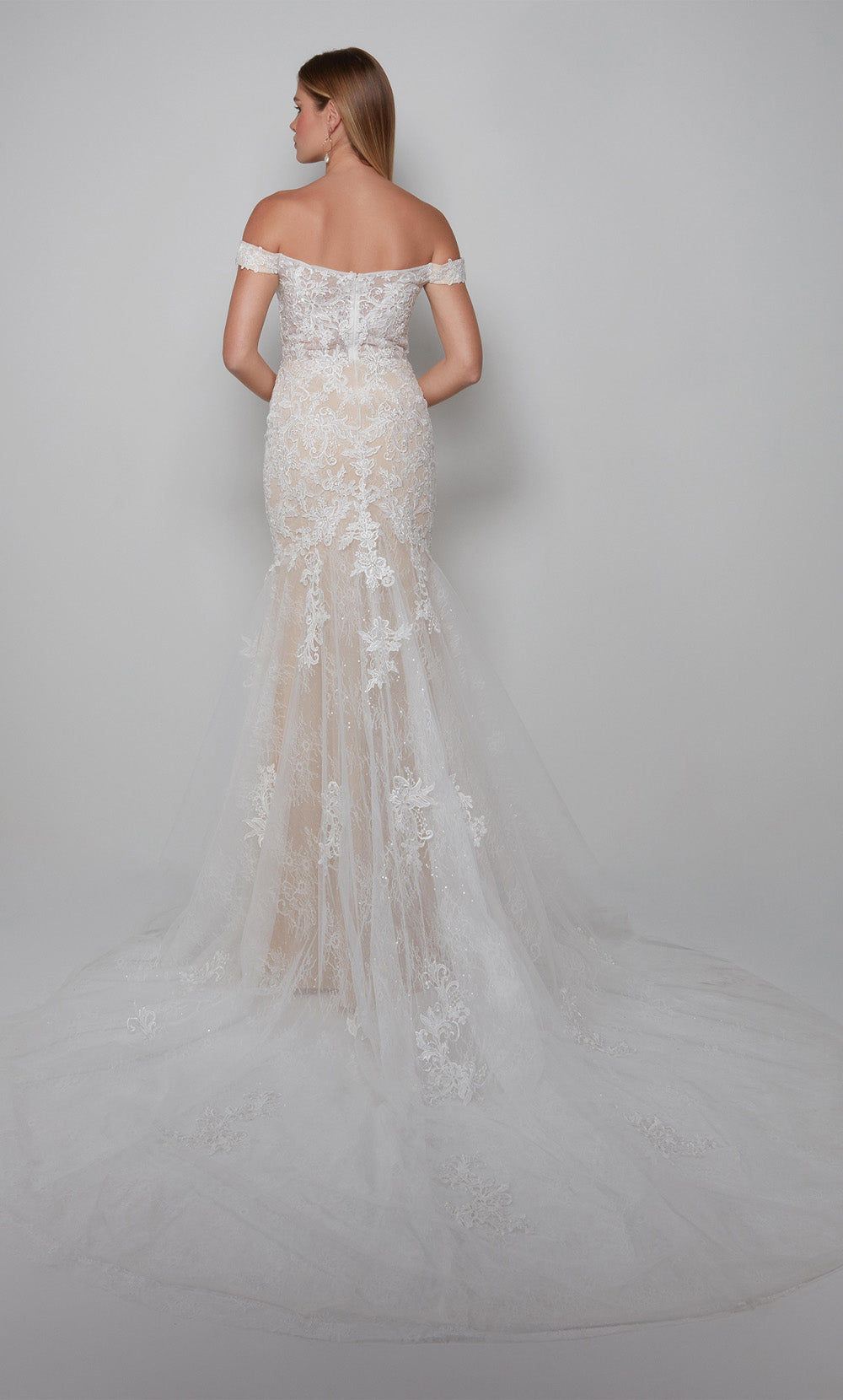 Alyce Paris 7086 Bridal Off the ombro elegante e elegante e flare vestido