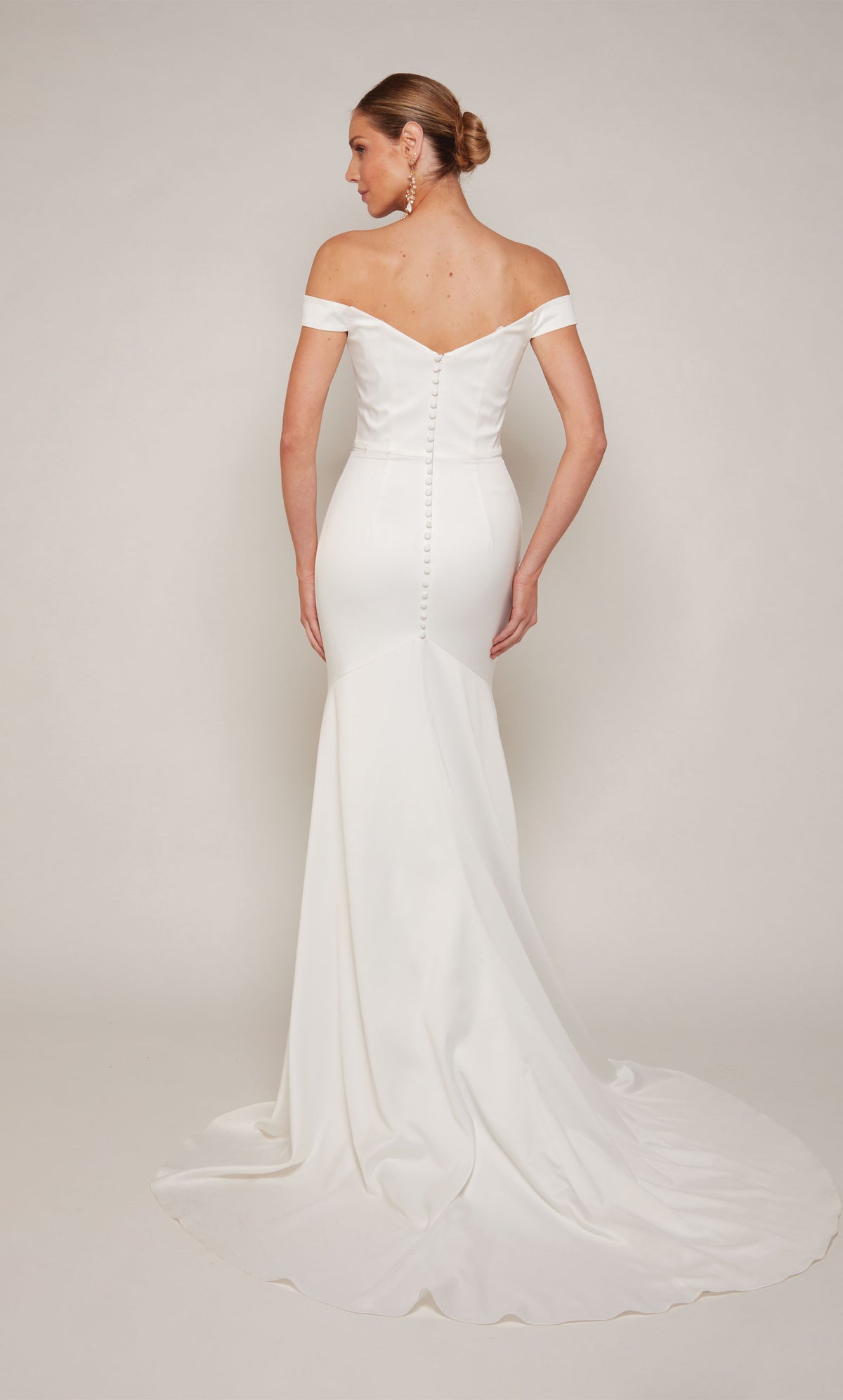 Alyce Paris 7098 Bridal Off the ombro Train Mermaid Dress