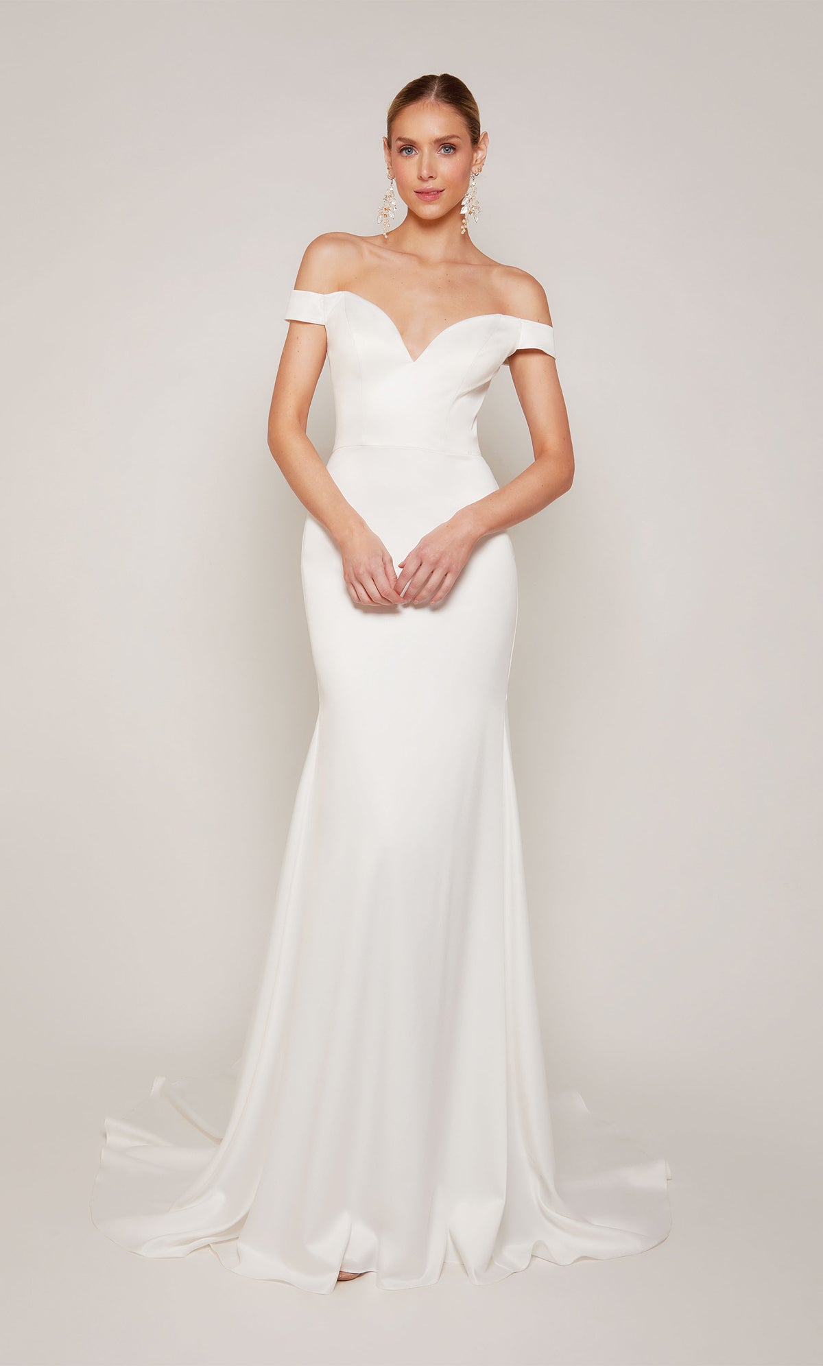 Alyce Paris 7098 Bridal Off the ombro Train Mermaid Dress