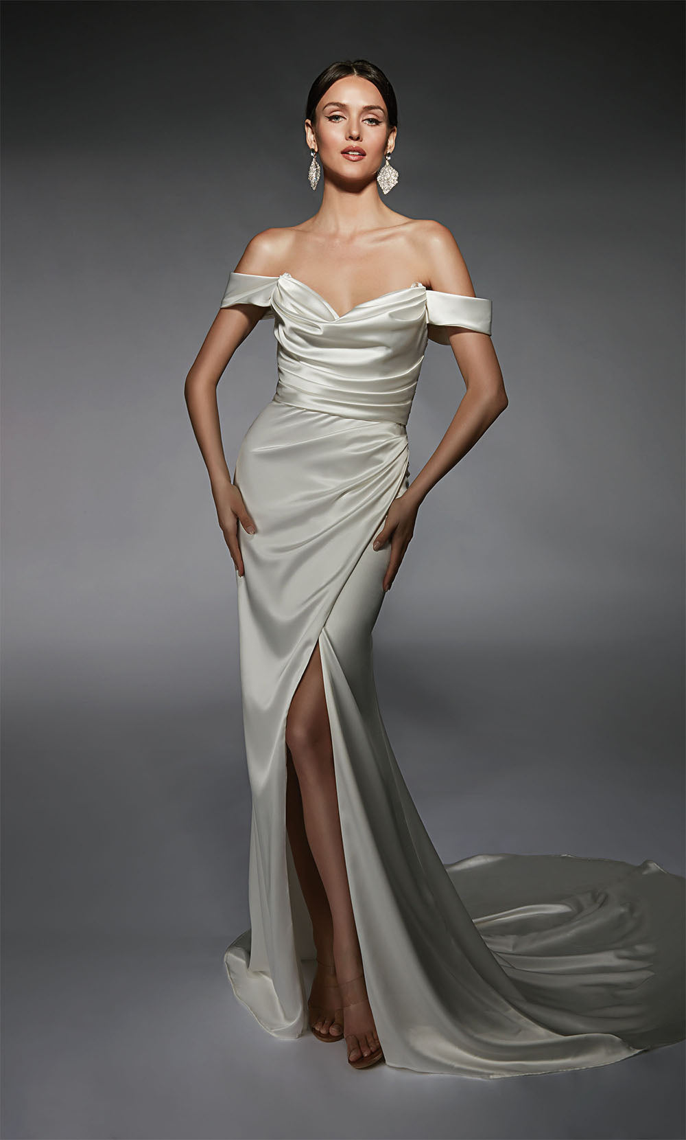 Alyce Paris 7106 Bridal Cowl Slit Plare