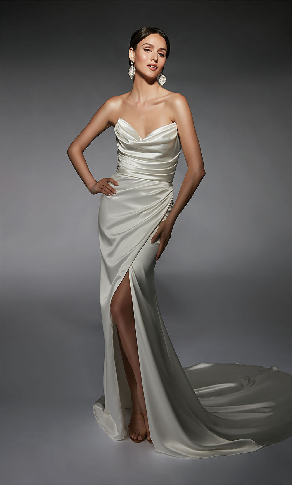 Alyce Paris 7106 Bridal Cowl Slit Plare