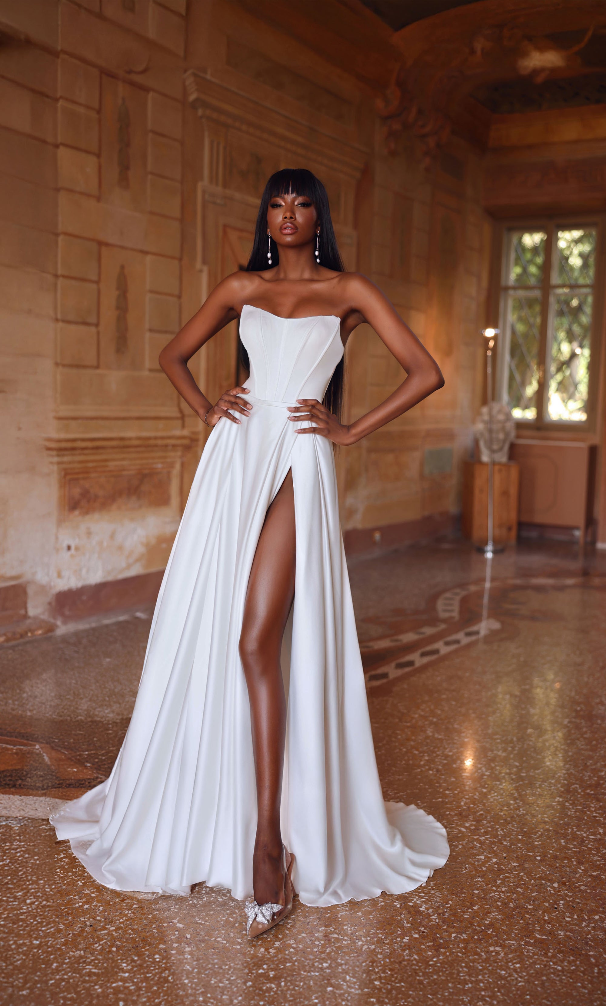 Formal Dress: 7111. Long, Strapless, A-line, Lace-up Back | Alyce Paris