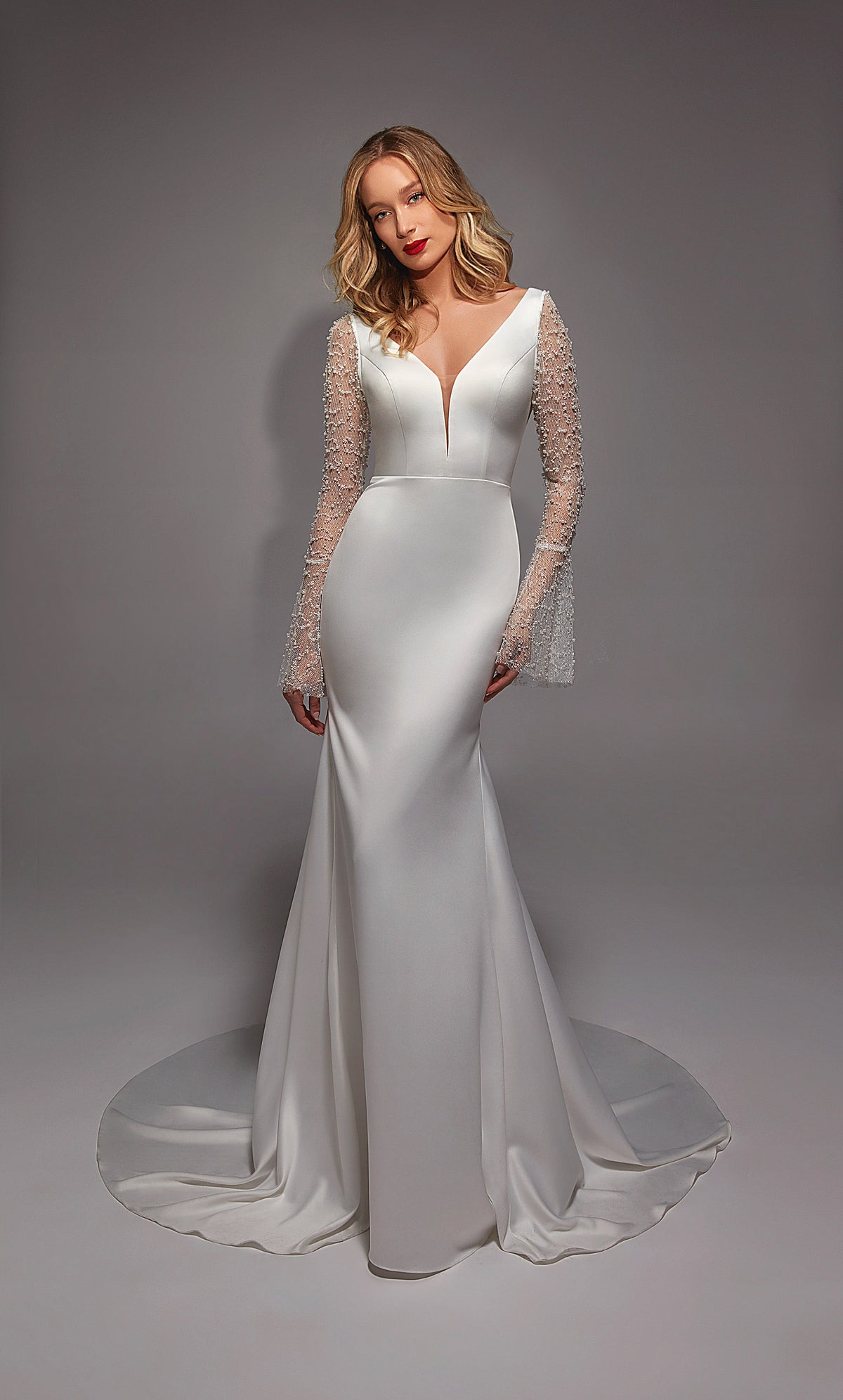 ALYCE Paris 7137 Bridal Plunging Neckline Embellished Medium Fullness Dress