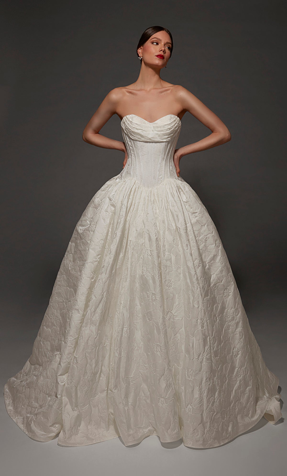 ALYCE Paris 7165 Bridal Cowl Neckline Buttons Ballgown Dress