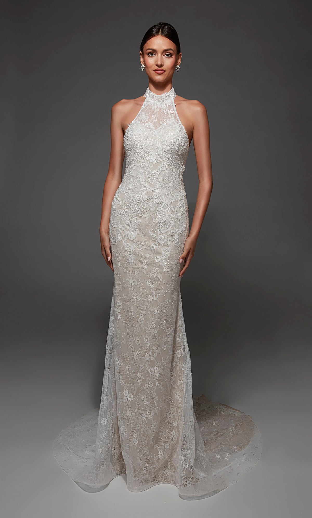 ALYCE Paris 7173 Bridal Halter Neckline Embellished Straight Dress