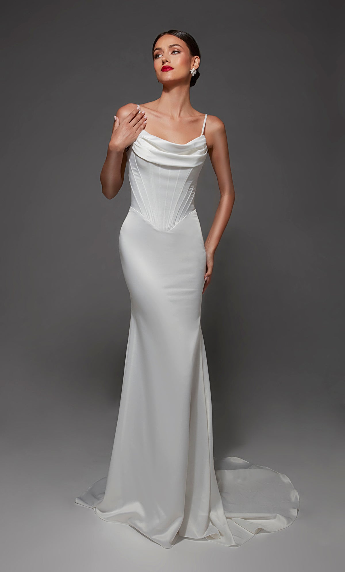 ALYCE Paris 7175 Bridal Cowl Neckline Ruched/draped Straight Dress