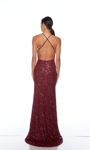 Elegant red formal gown: Hand-beaded, V neckline, spaghetti straps, strappy back, and intricate design plus fringe accents for an chic and sophisticated look.