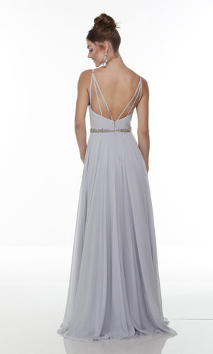 Formal Dress: 1732. Long Chiffon Dress, Plunging Neckline, Flowy Alyce Paris